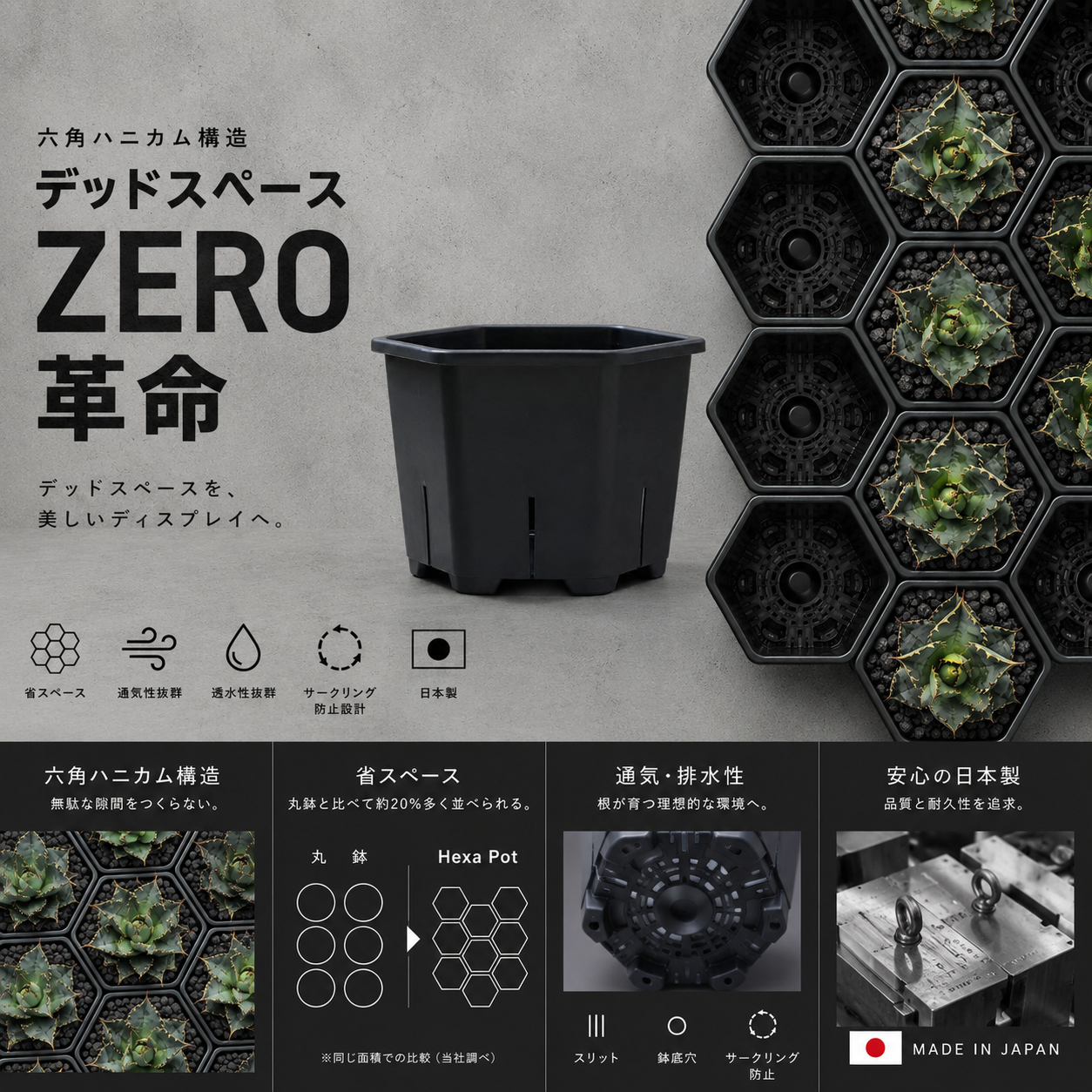 HEXA-POT 5号鉢