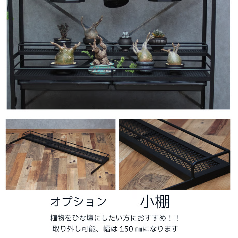可動式水受けトレー付き植物棚